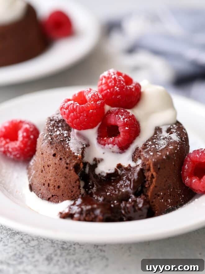 These individual chocolate cakes have a rich and gooey chocolate center!