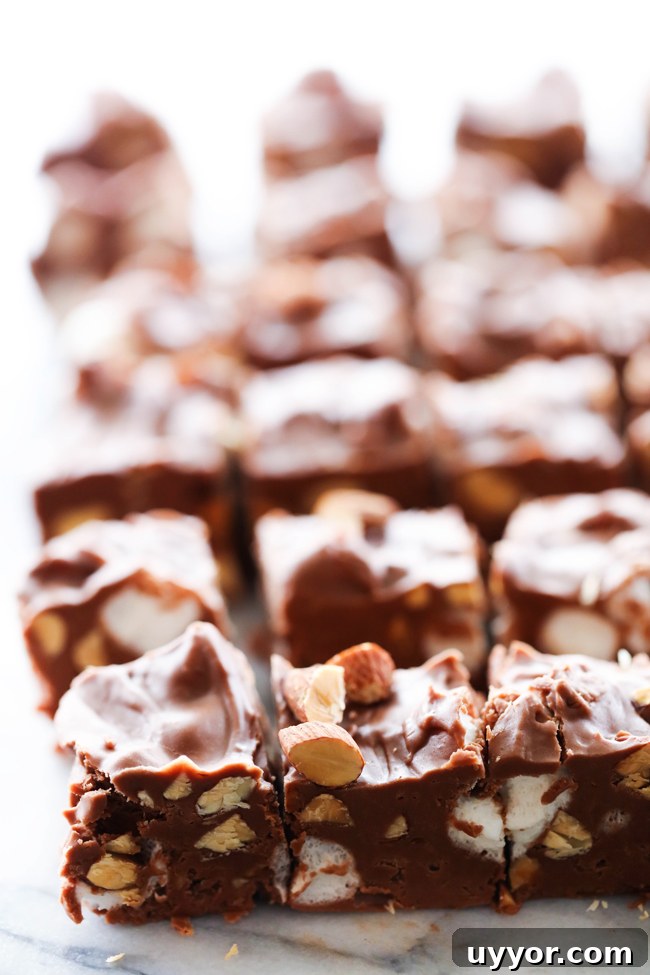 Ultimate Rocky Road Fudge Recipe You’ll Make Again and Again 5 Freshly cut rocky road fudge squares