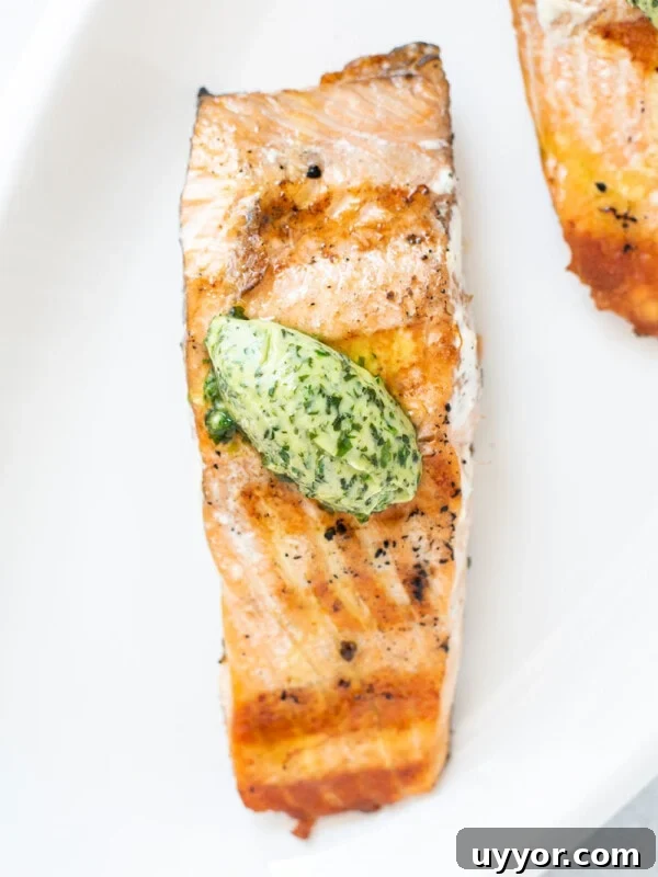 Grilled Salmon with Basil Butter
