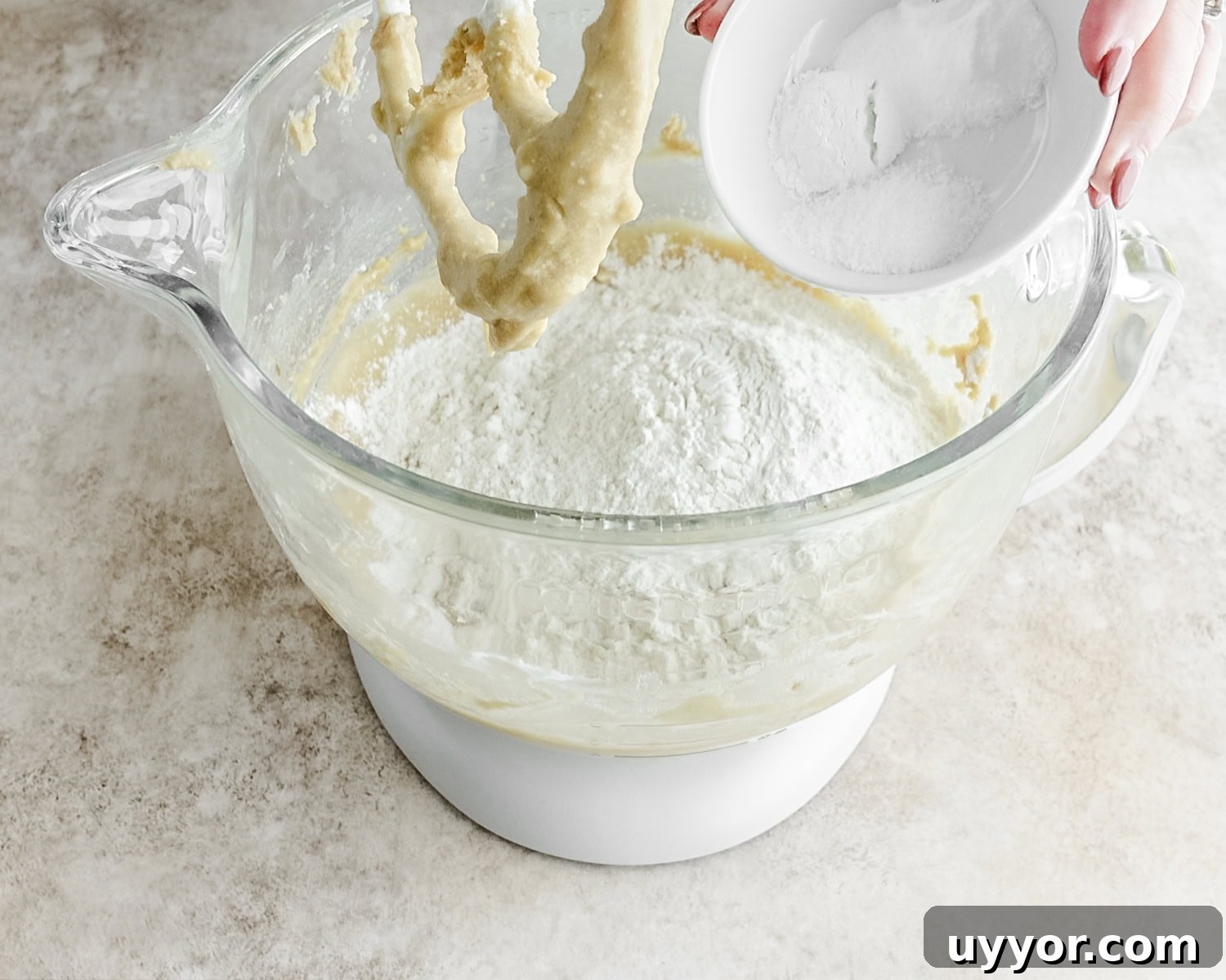 Add baking soda, baking powder, and salt.