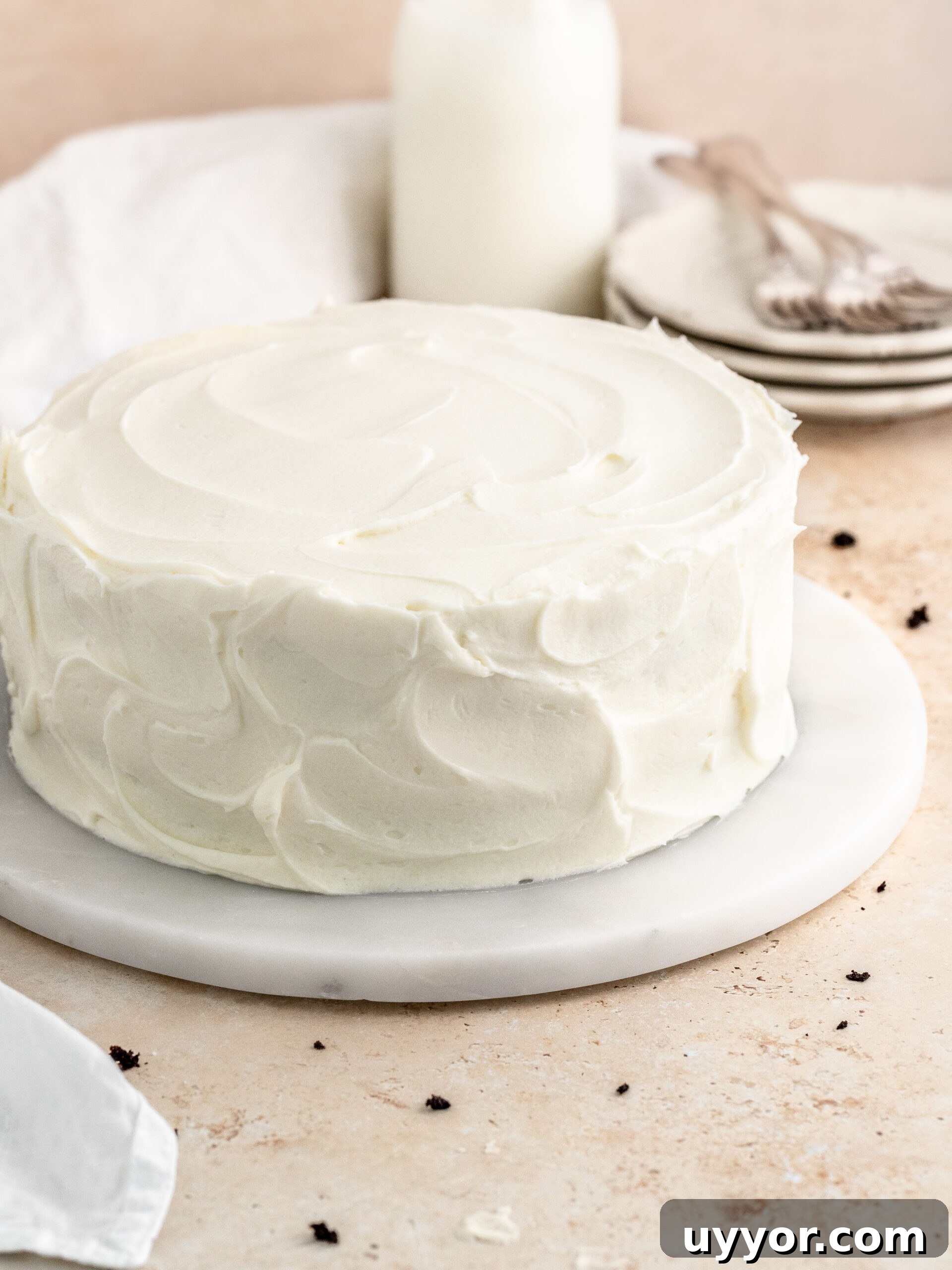 Decadent Chocolate Cake with Cream Cheese Frosting Recipe 10 Chocolate cake with cream cheese frosting on a cake stand