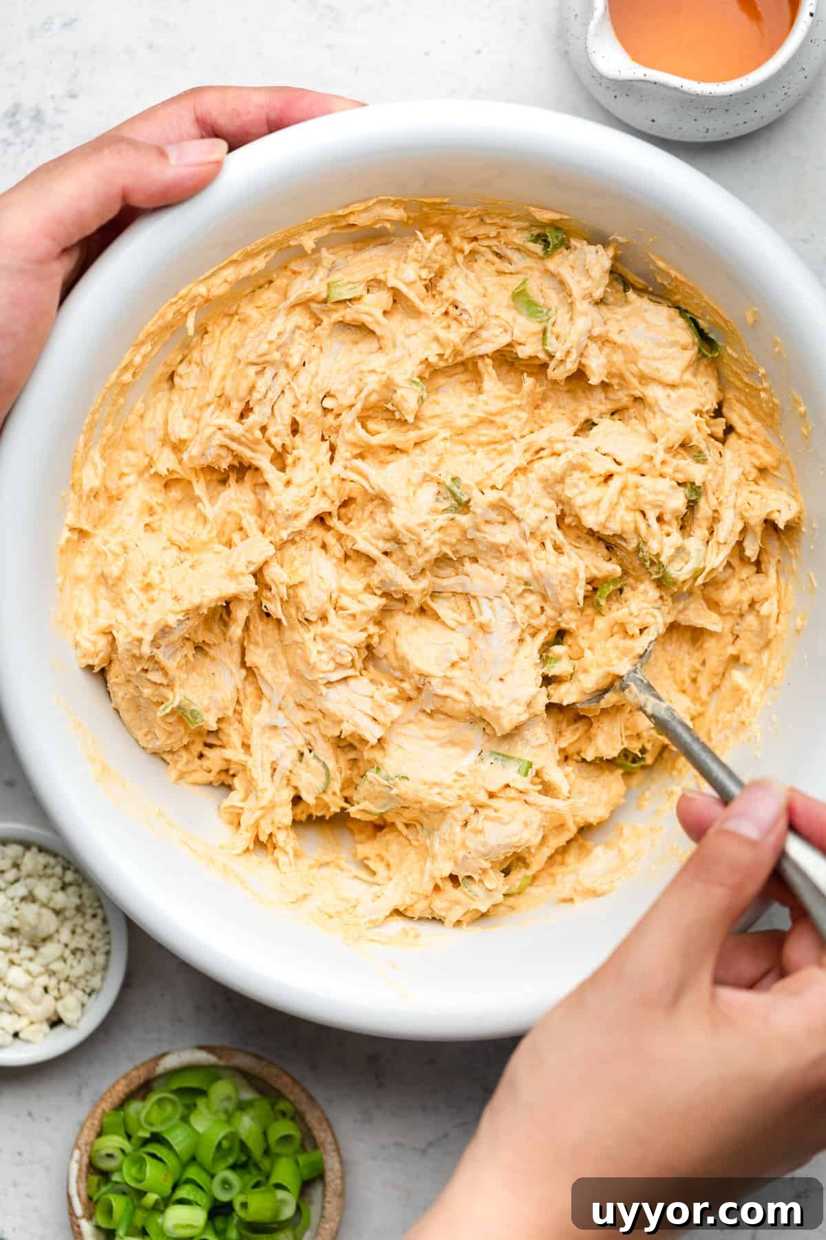 Lightened Buffalo Chicken Dip: Creamy, Tangy Game-Day Recipe 4 ingredients for healthy buffalo chicken dip