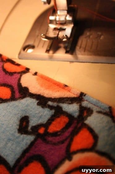 stitching hole closed on flannel receiving blanket
