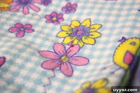 adding zig zag border to flannel receiving blanket