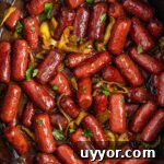 close up of slow cooker Mississippi little smokies