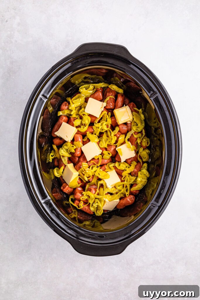 Crockpot Mississippi Little Smokies Recipe: Savory Slow-Cooker Sausages 4 slow cooker Mississippi little smokies before cooking