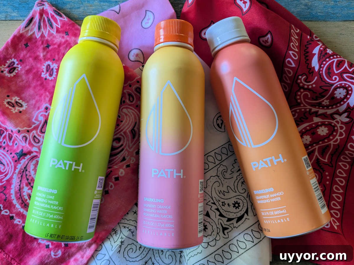 3 bottles path flavored sparkling water