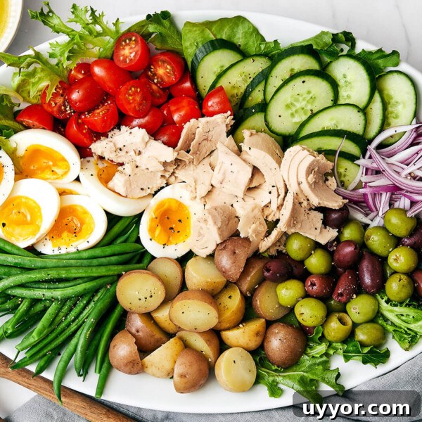 Nicoise salad on a big platter