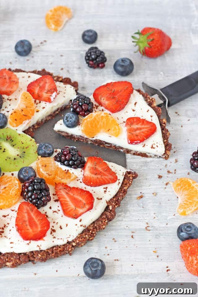 No-Bake Chocolate Fruit Pizza Recipe for Guilt-Free Indulgence 4 Looking for a delicious and healthy dessert that the whole family can enjoy? Try my gluten free, no bake Chocolate Fruit Pizza!