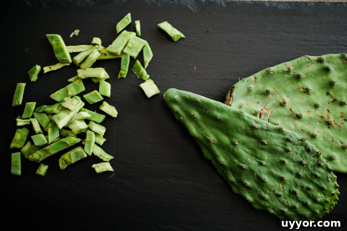 Nopales Shrimp Patties: Mexican Dried Shrimp Tortitas Recipe 4 Nopales cactus paddles nicely chopped.