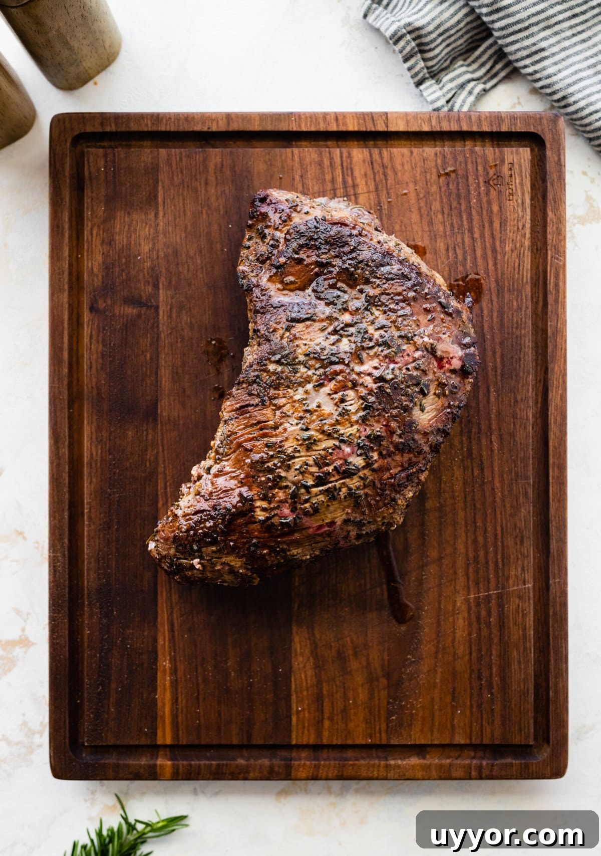 How to make Best Skillet Tri-Tip Steak Recipe (step-by-step) instructions: place meat on cutting board.