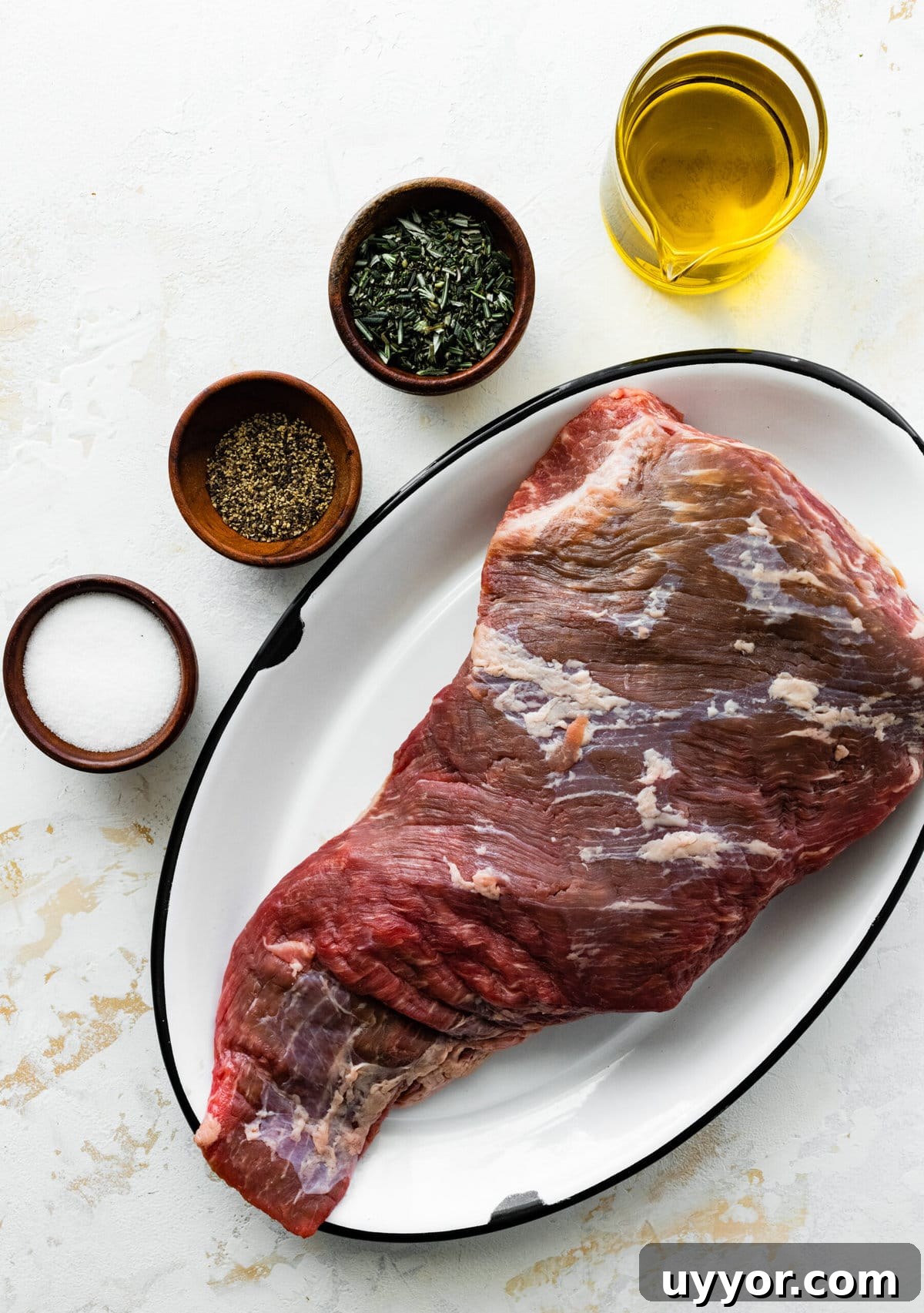 ingredients for skillet tri-tip recipe.