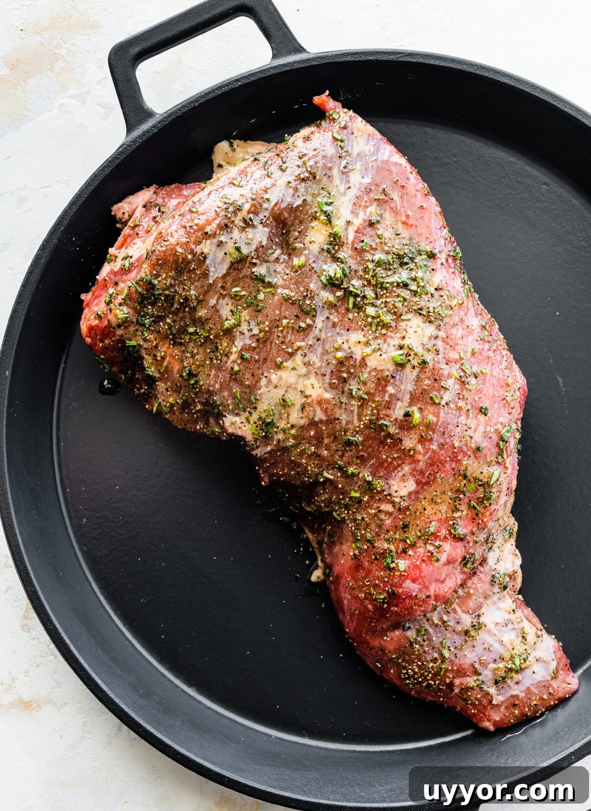 How to make Best Skillet Tri-Tip Steak Recipe (step-by-step) instructions: add meat to hot pan.