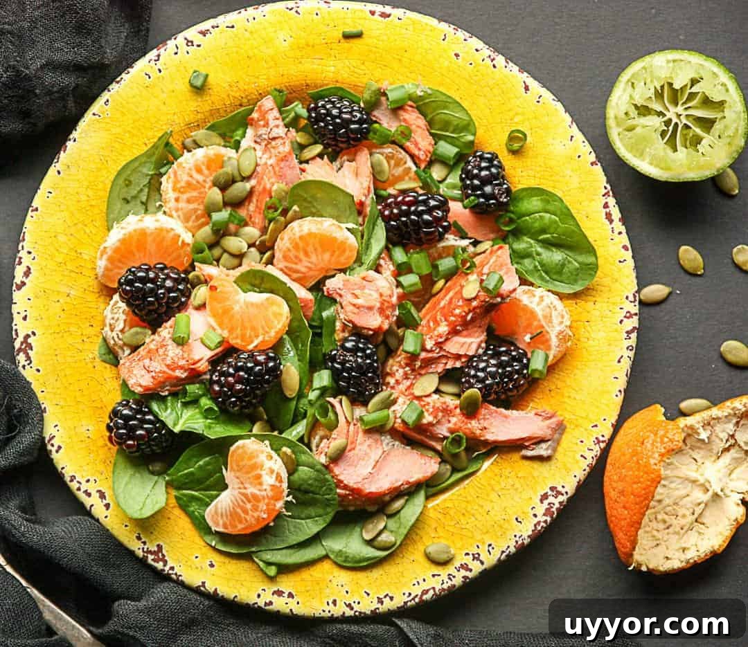 Salmon, Spinach, Mandarin Orange Salad