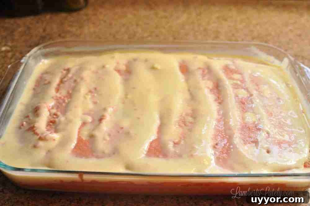 Strawberry Banana Pudding Cake Recipe — Moist Layer Cake 8 banana pudding spread over a strawberry cake.