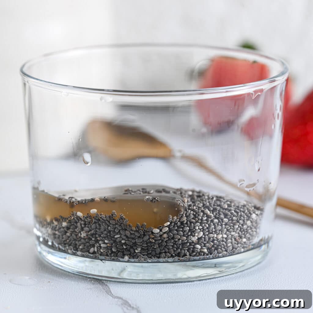 Creamy Chia Seed Pudding Recipes for Breakfast & Desserts 5 Maple syrup added to chia seeds, optional for a sweeter pudding
