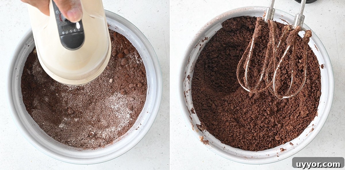 collage showing how to make chocolate banana cake