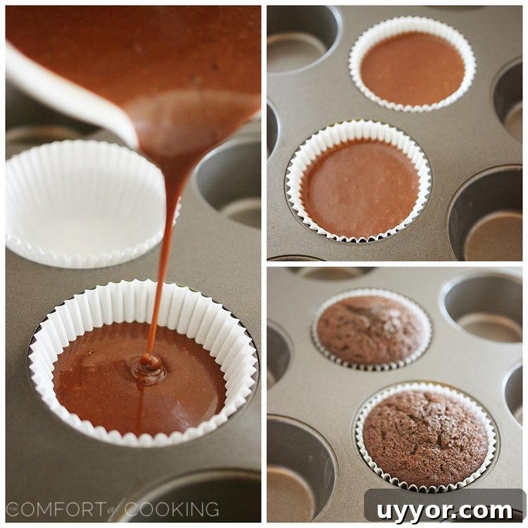 One-Bowl Chocolate Cupcakes Recipe for Two — Quick & Moist 3 Lighter Creamed Spinach – Delicious, super moist small-batch chocolate cupcakes with Nutella frosting, made from scratch. A sweet and simple treat for any occasion! | thecomfortofcooking.com
