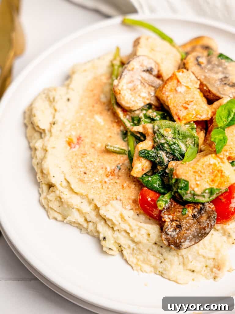 Creamy Garlicky Cauliflower Mash Recipe for Satisfying Comfort 12 Feta Chicken Bake with Cauliflower Mash.