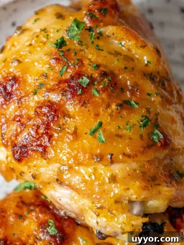 Crispy Honey Mustard Baked Chicken Drumsticks Recipe 13 A plate of baked ranch chicken with parsley on it.