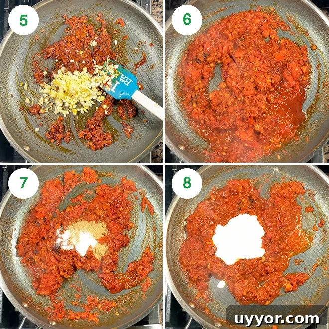 step by step picture collage of making kaju masala