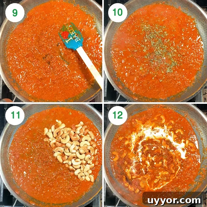 step by step picture collage of making kaju masala