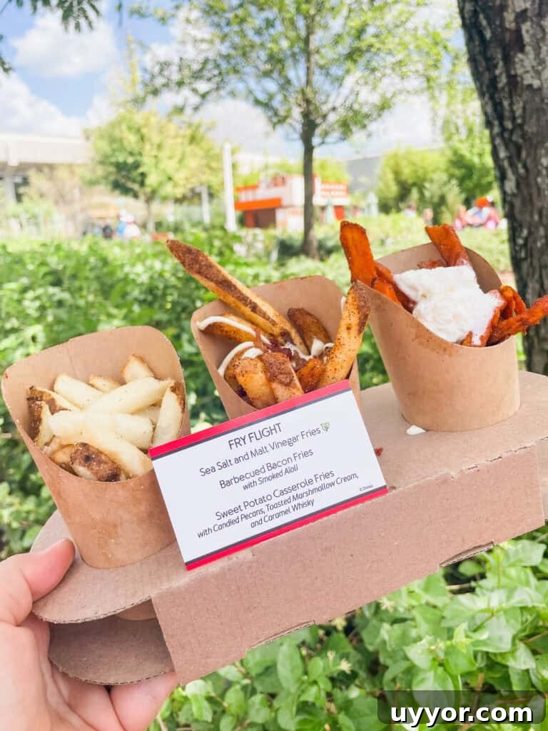 Top Tips for Navigating Epcot Festivals Like a Pro 4 Fry Flight from one of the booths at an Epcot Festival.