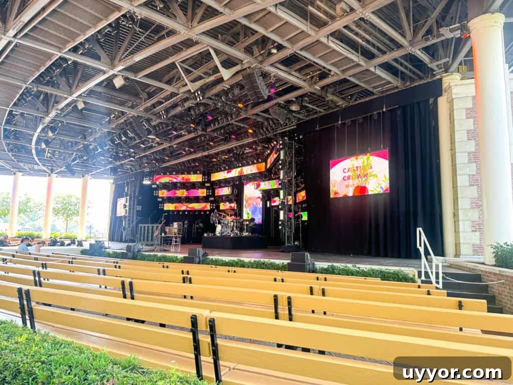Top Tips for Navigating Epcot Festivals Like a Pro 8 Concert area at the American Pavillion in Epcot.