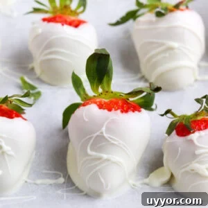 White Chocolate-Covered Strawberries: Simple Step-by-Step Recipe 8 juicy strawberry coated in white chocolate