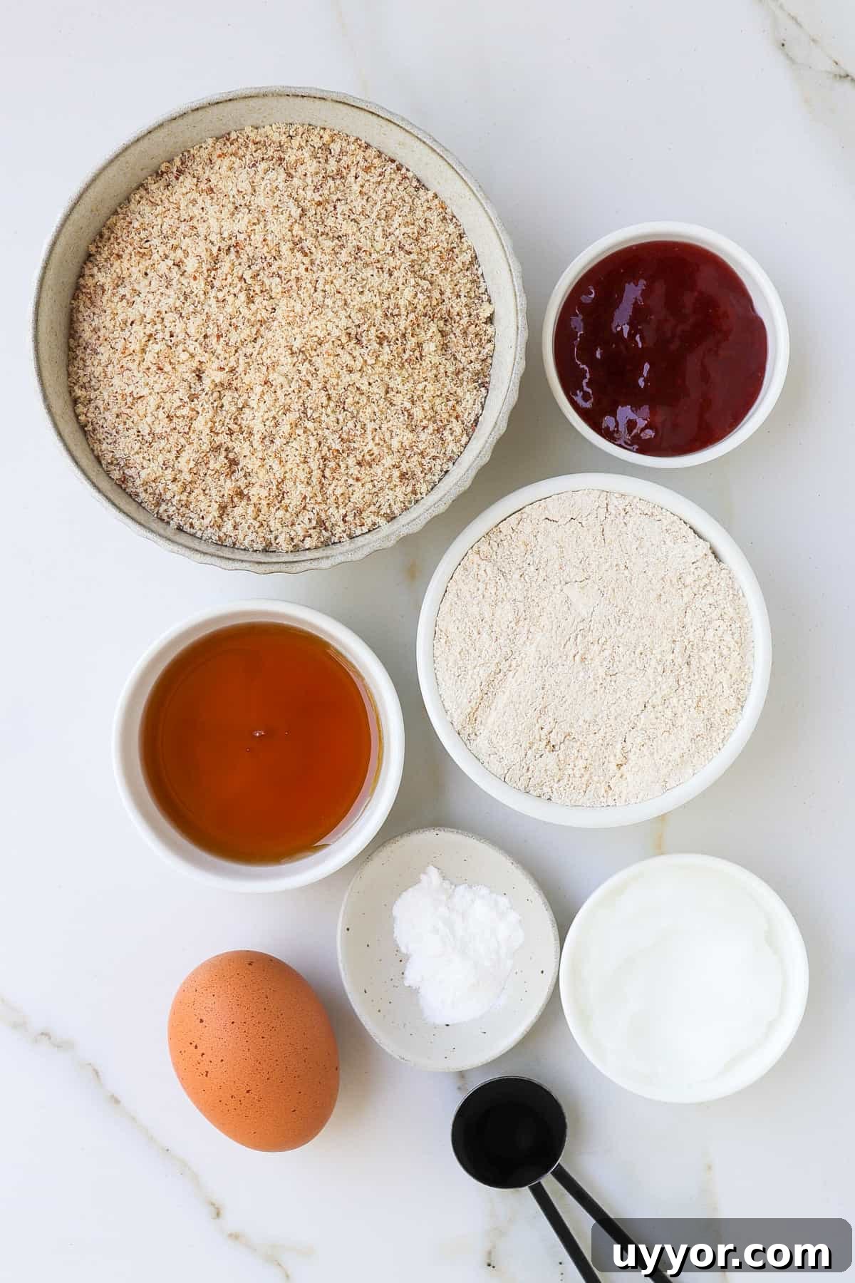 Ingredients shown to make the thumbprint cookies.