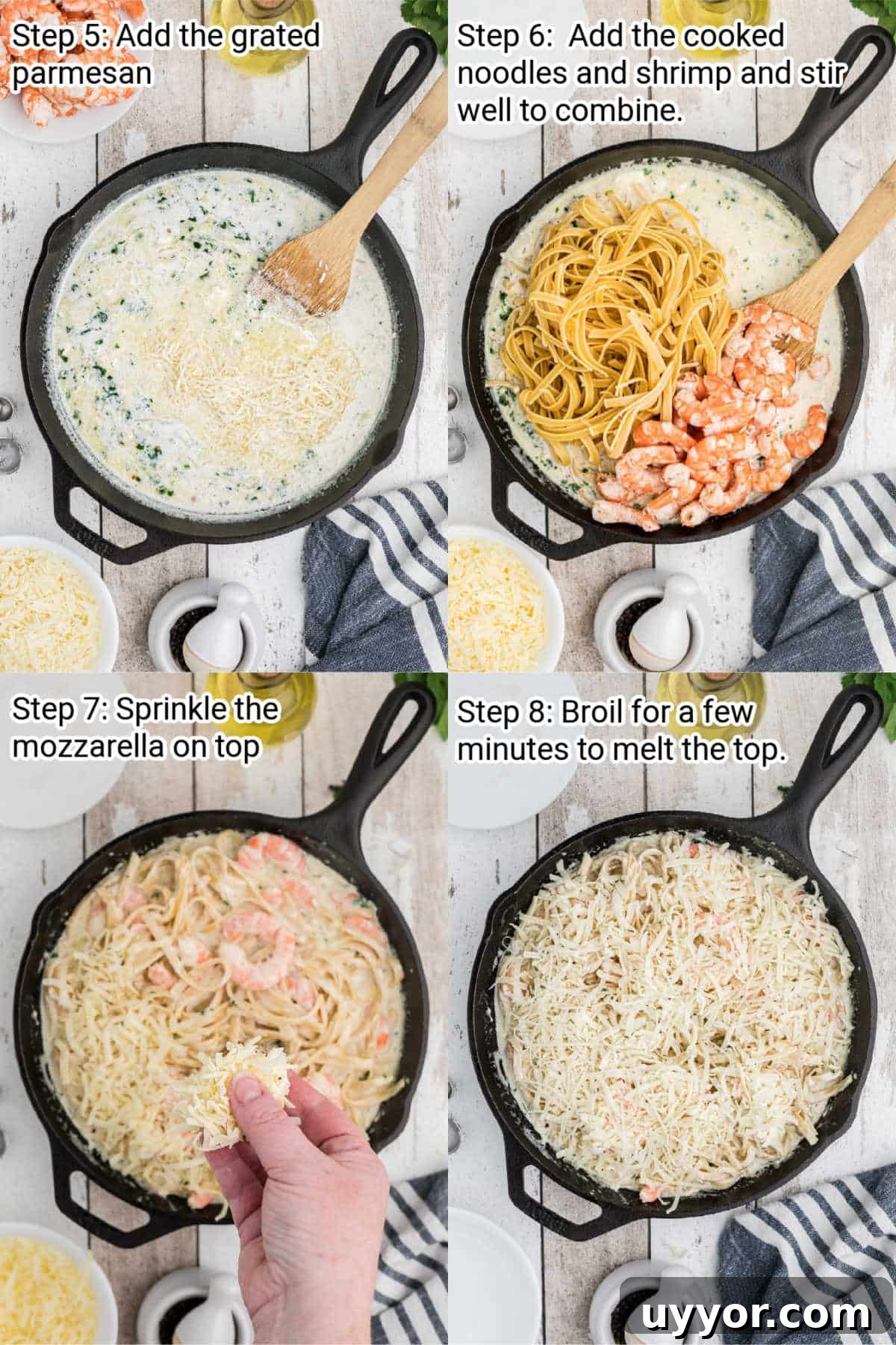 four images showing the next four steps in making the recipe