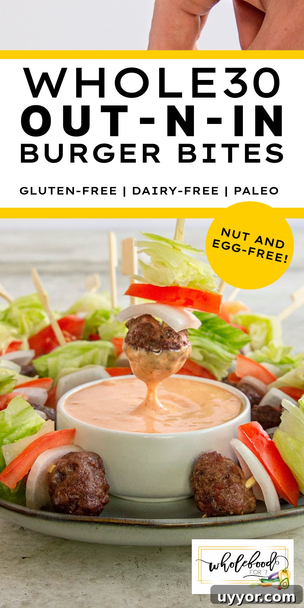 Out-N-In Burger Bites: Crispy Mini Cheeseburger Appetizers 5 Out N In Burger Bites - Whole30, Paleo, gluten-free, dairy-free, nut-free with egg-free option. Oven or Airfryer.