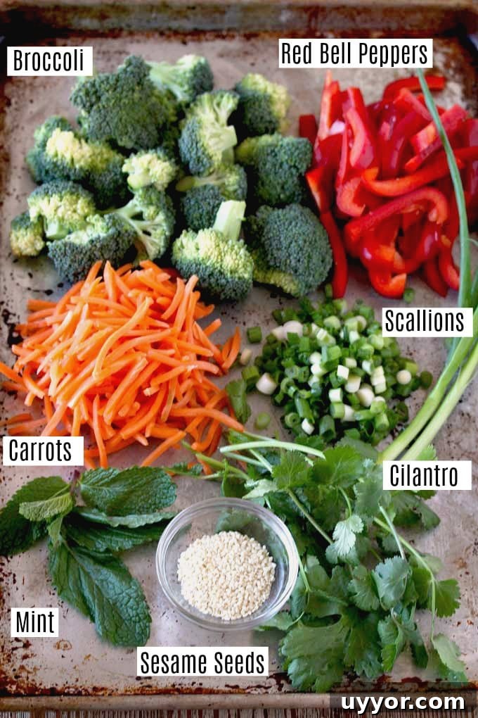 Ingredients to make Asian noodles on a metal surface.