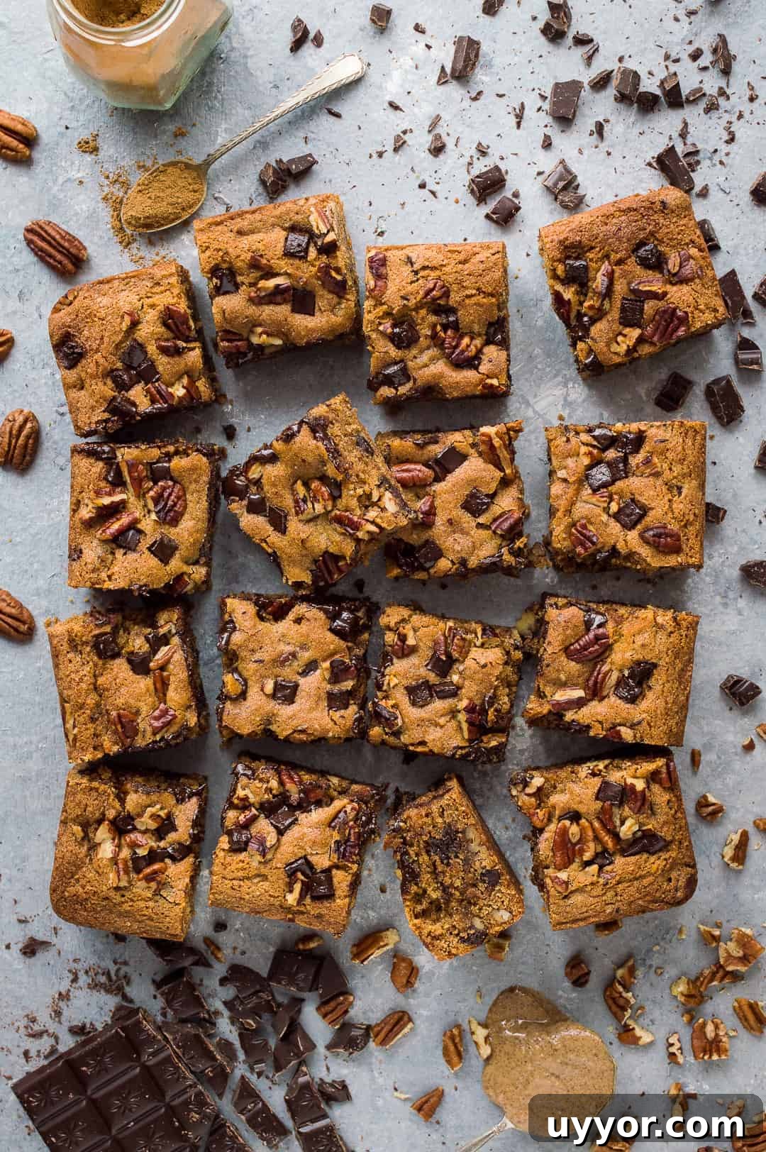 Vegan Peanut Butter Chocolate Chip Pecan Bars Recipe 2 Vegan peanut butter chocolate chip pecan bars - incredibly moreish vegan peanut butter snack bars loaded with chocolate chips and pecans.