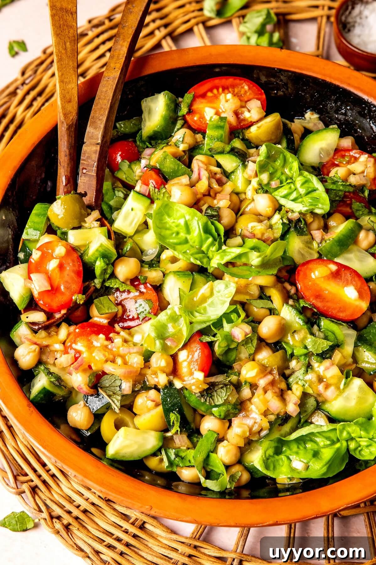 Cucumber Chickpea Greek Salad with Shallot Vinaigrette 4 Cucumber Chickpea Greek Salad - Olivia Adriance