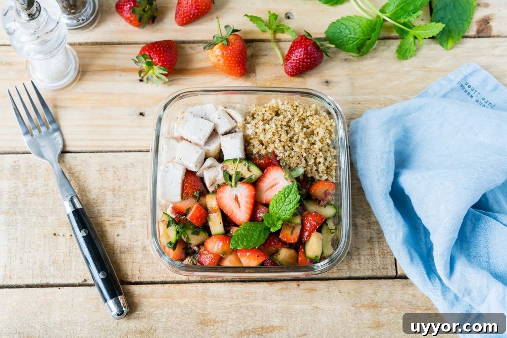 Roasted Chicken Strawberry Salsa Bowls Preparation