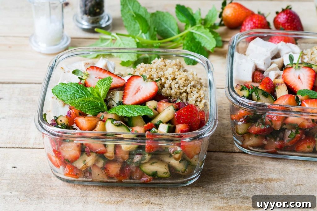 Roasted Chicken Strawberry Salsa Bowls Lunch Idea