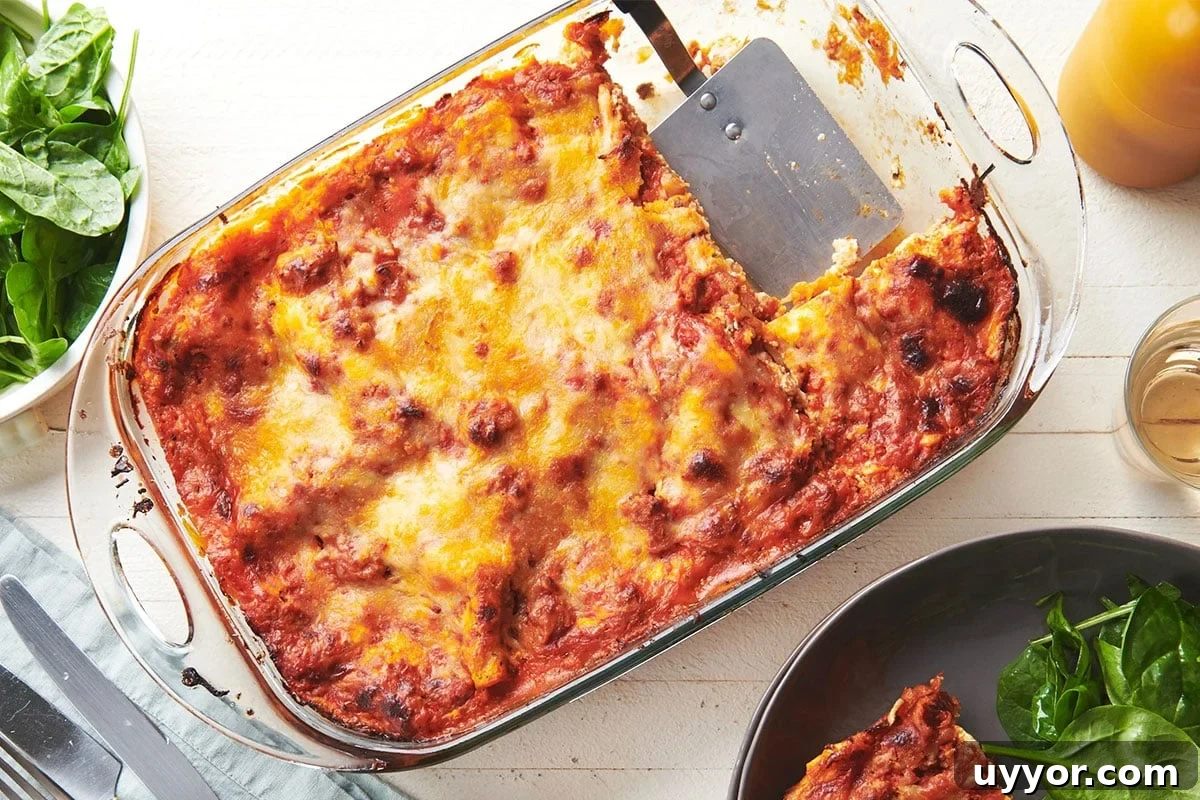 Top Baked Pasta Recipes for Comforting Weeknight Dinners 2 Turkey lasagna in pan on table.