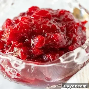 Cranberry orange sauce in serving dish.