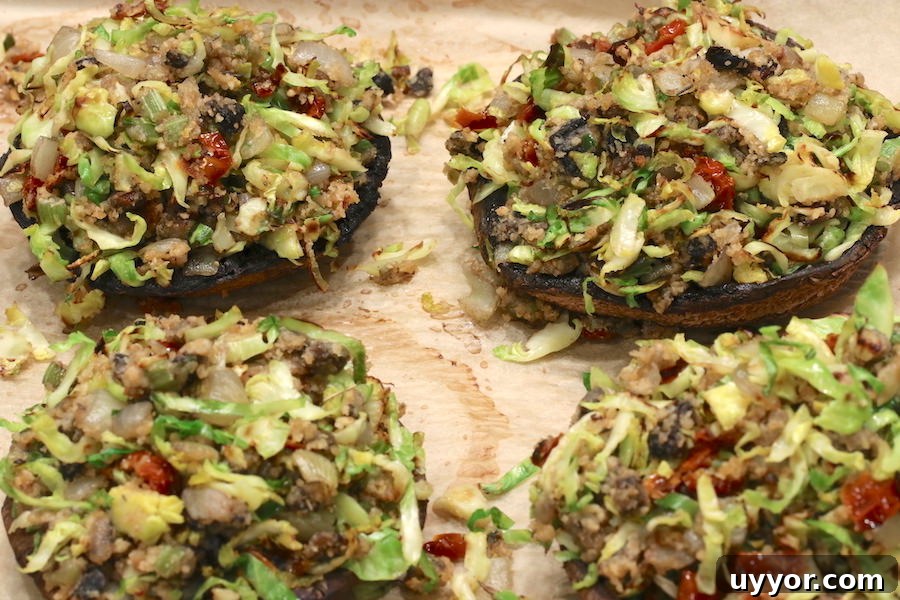 Stuffed Portobello Mushrooms with Brussels Sprouts and Goat Cheese 5 Stuffed portobellos