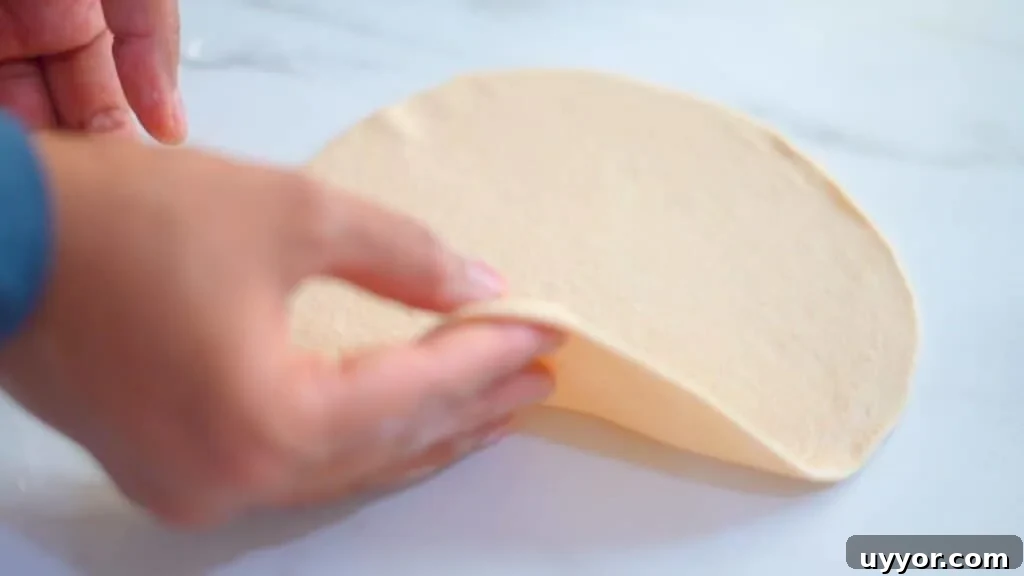 shaping sourdough flatbread