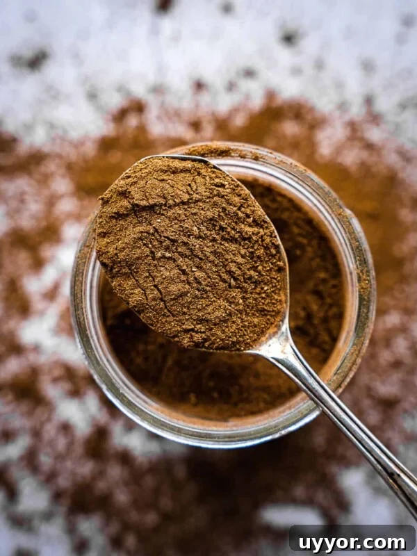 Levantine seven spice blend in a spoon.