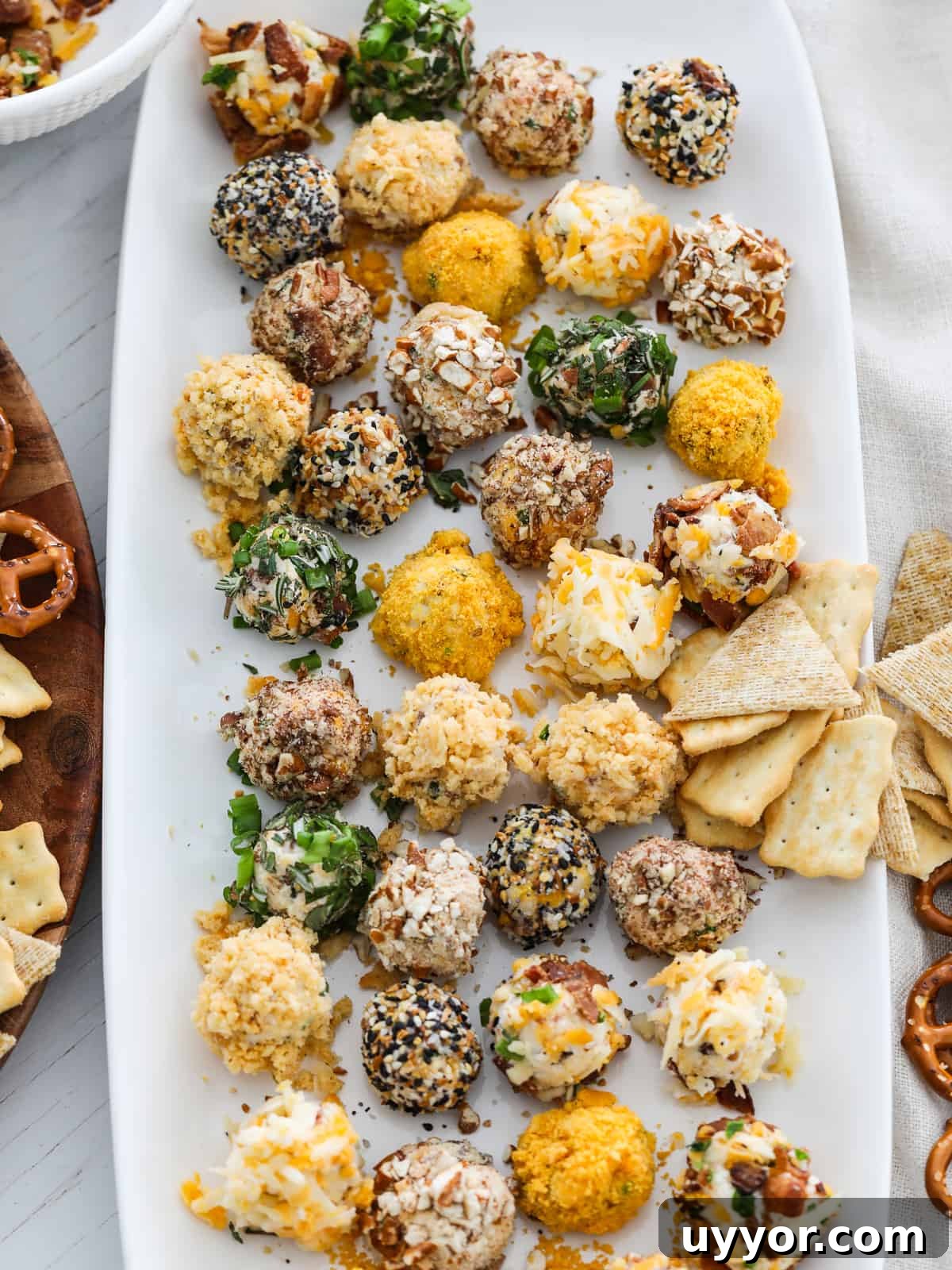 Savory Mini Cheese Truffles: Bite-Sized Party Cheese Balls 5 Cheese truffles on plate