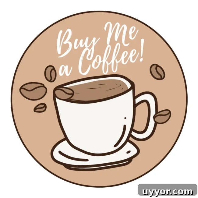 Crispy Roasted Brussels Sprouts with Pomegranate Molasses Glaze 10 Graphic image of coffee cup with a title that says "Buy me a coffee".