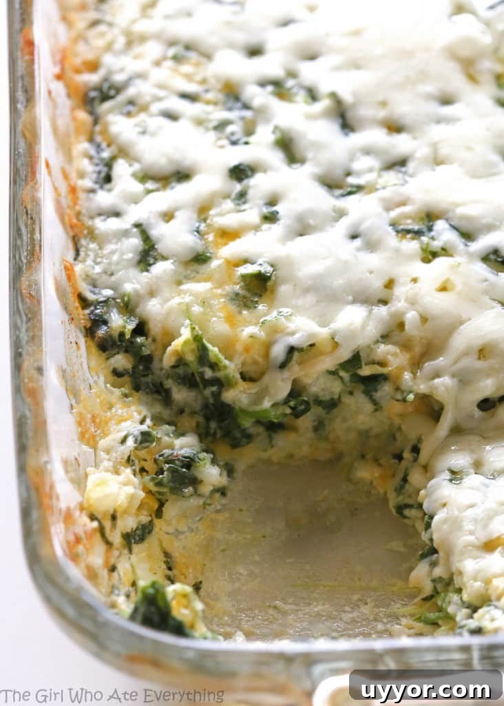 Spinach Parmesan Rice Bake - a cheesy side dish with spinach, cheese, and rice.