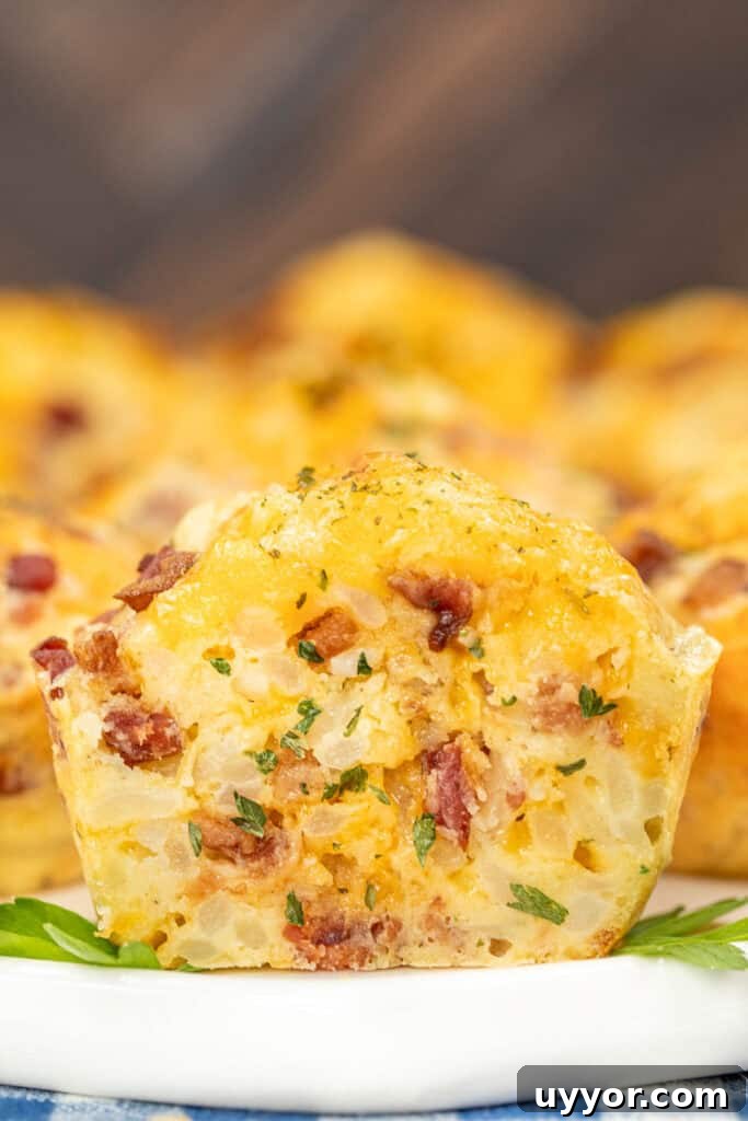 cross-section of crack bacon hash brown muffins