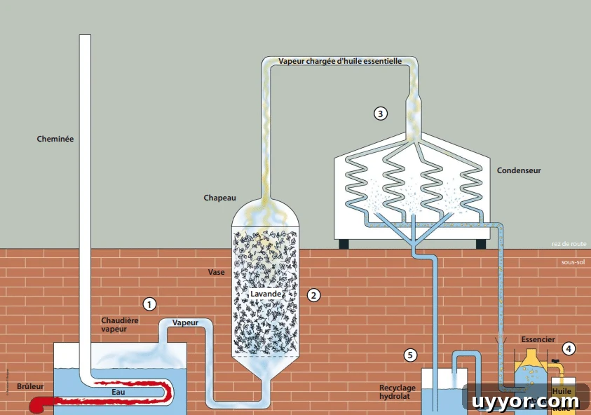 48 Hours in Provence: Follow Lavender from Field to Essential Oil 17 Chart of how the steam distilling process works.