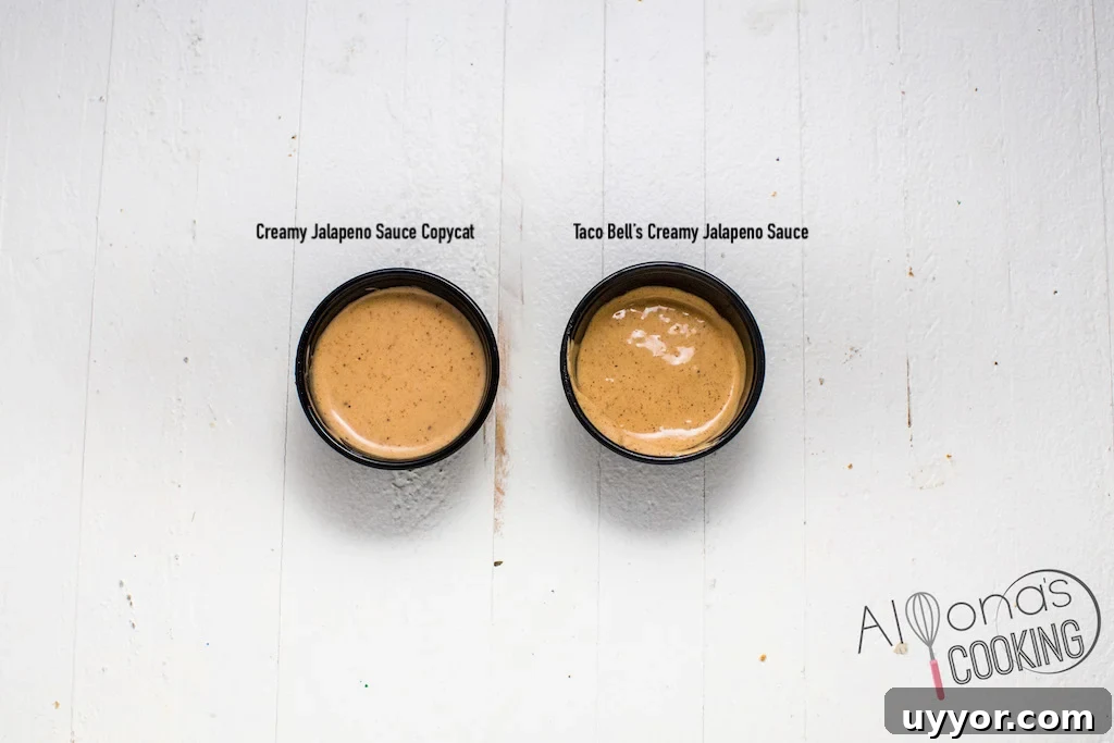 Taco Bell Quesadilla Sauce Recipe — Creamy Jalapeño Dip 2 copycat taco bell quesadilla sauce vs the real creamy jalapeño sauce