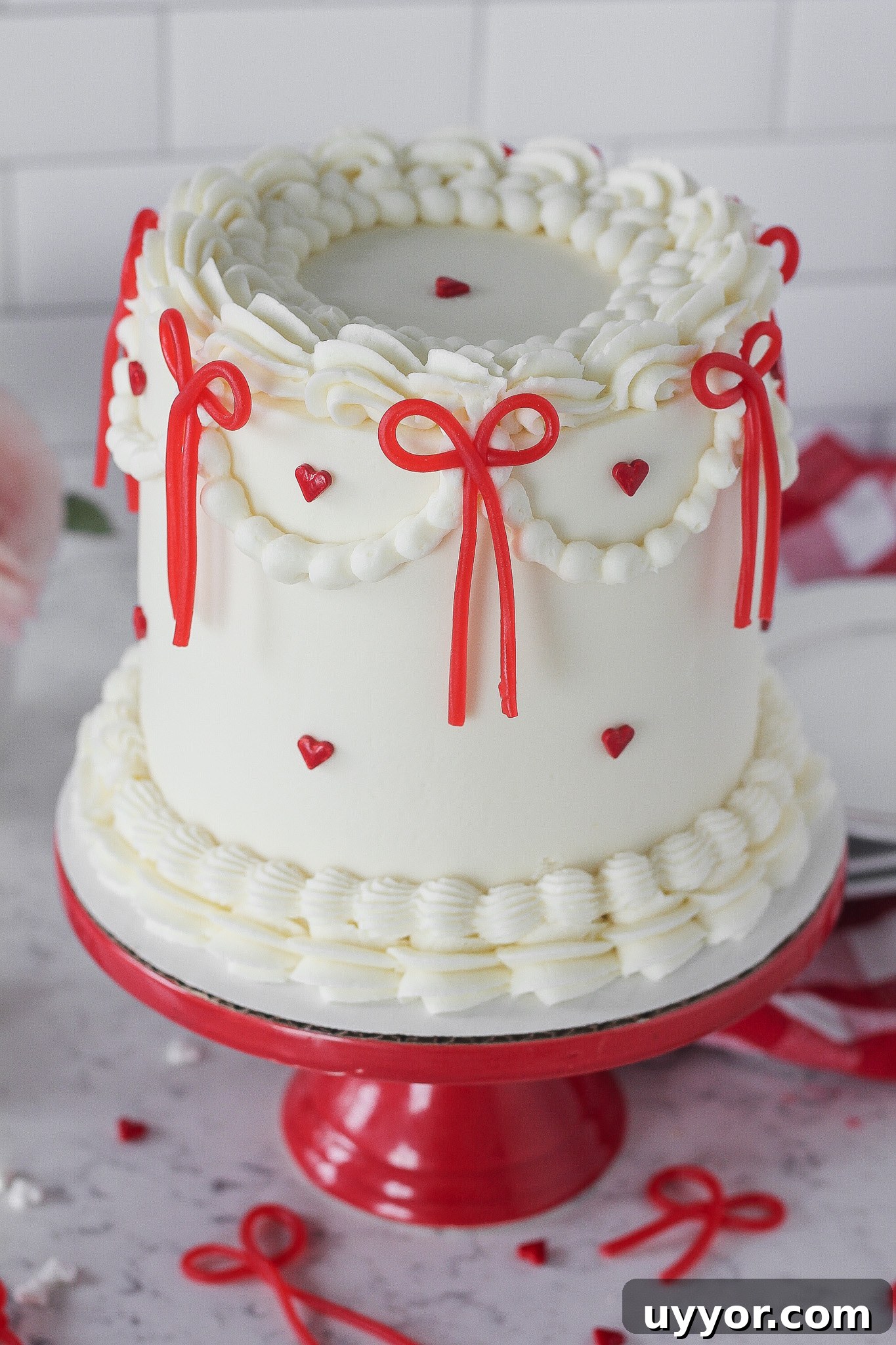 Cake with candy bow decoration