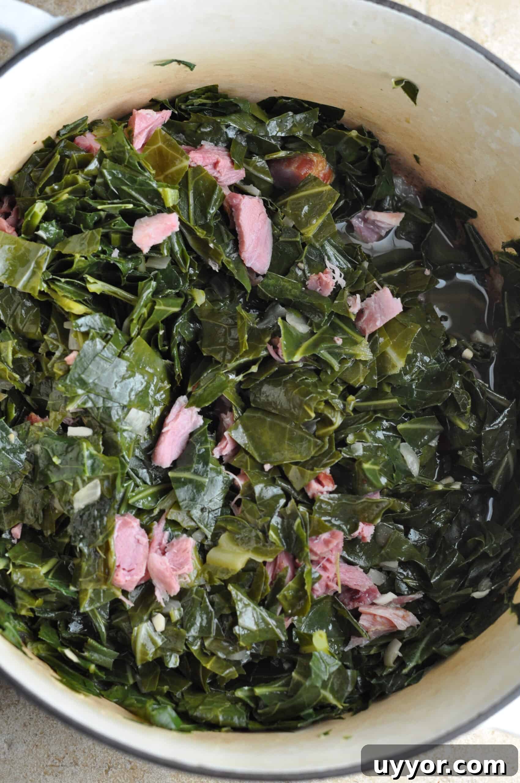 Southern Collard Greens with Ham Hock Recipe for Authentic Flavor 9 Shredding ham